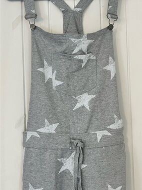 Ocean Drive Heather Gray Star Print Knit Overalls